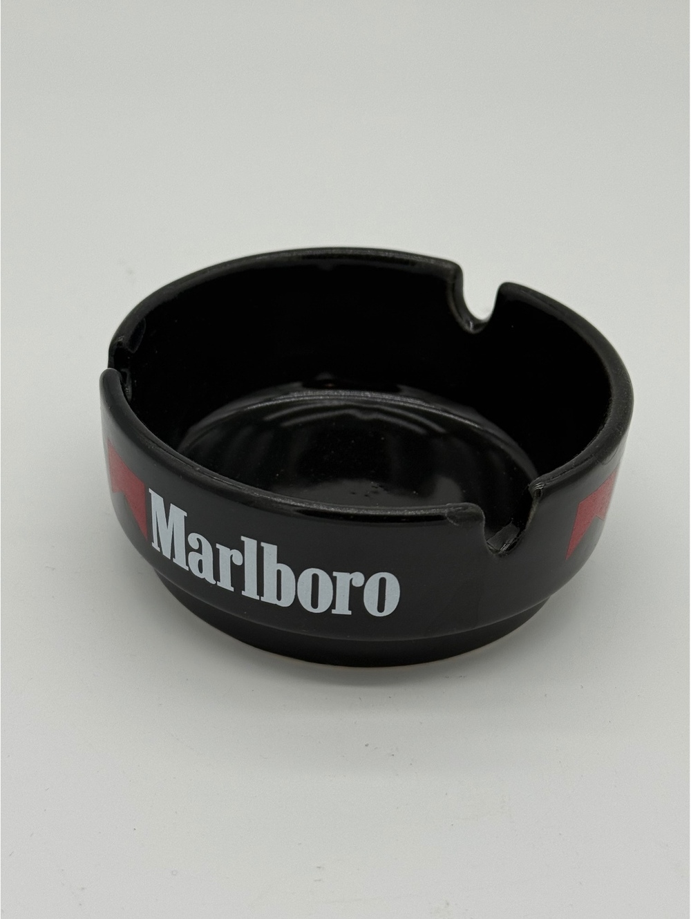 Vintage Marlboro Black Ashtray Retro 1980s 1990s Bar Tobacciana Promo